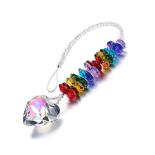 GEHECRST Top K9 Crystal Heart Prism Suncatcher Hanging Ornament Rainbow Maker Colorful Pendant Decor for Chandelier, Window, Wall, Garden, Home, Car Rear View Mirror