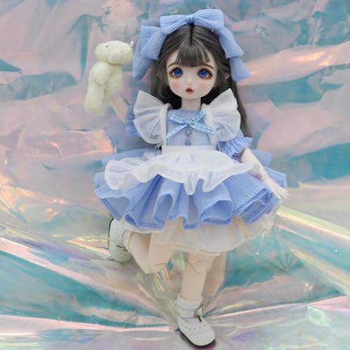 BALOLO BJD ドール フルセット 1/6 球体関節人形 女の子 30cm 球体関節人形 手作り かわいい漫画 美少女 フルセット プレゼント 人形1体+服+靴+ウィッグ+目+顔メイク