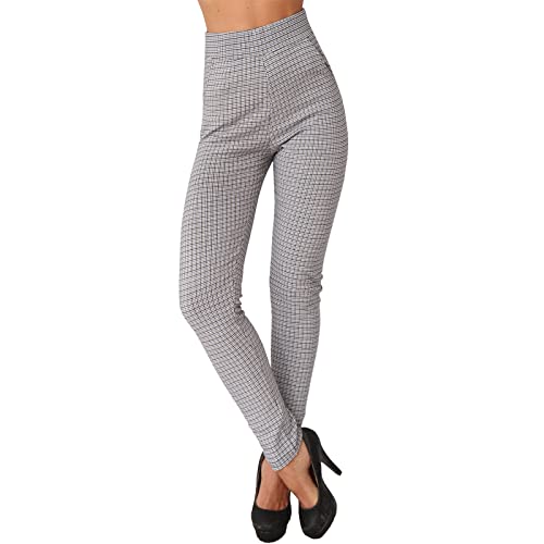 Candygirls Pantalón térmico para mujer, a cuadros, cintura alta, elástico, polainas, golpe 837, azul, L-XL Cover