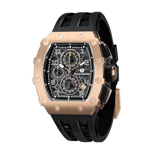 TSAR BOMBA Relojes Hombre Tonel Lujo Reloj de Pulsera Cristal Zafiro Movimiento Japonés Impermeables 50M Luminoso Fecha Esqueleto Cuadrados Analogico Deportivo Cronógrafo Reloj de Hombre