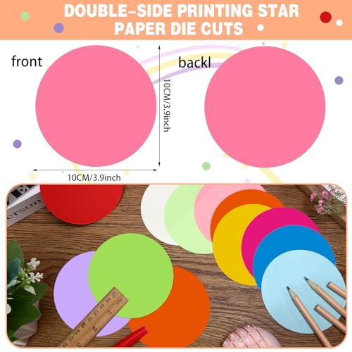 Image of Kisston 360 Pcs Round Cutouts Paper 3.9 Inch Assorted Color Die Cuts for DIY Craft Projects School Classroom Bulletin Board Decor
