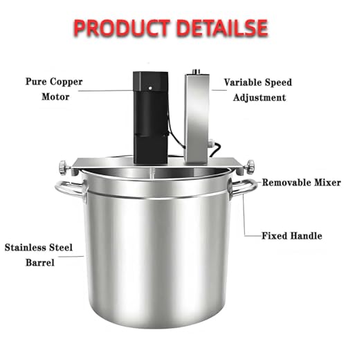 Comercial Automatic Pot Stirrer 40L, Stainless Steel Food Mixer con Control de Velocidad Ajustable, adoración de musble de Capa para la Cocina de Salsa de Jam, máquina de Mezcla eléctrica para Cocina