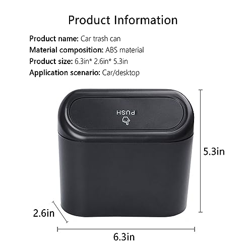 Image of Car Bin with Lid and Trash Bags, Leakproof Mini Car Accessories Trash for Home(Black)