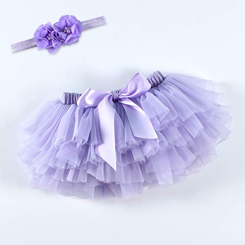 Image of Baby Girls Tutu Bloomers Diaper Cover Cotton Tulle Bloomers and Headband Set