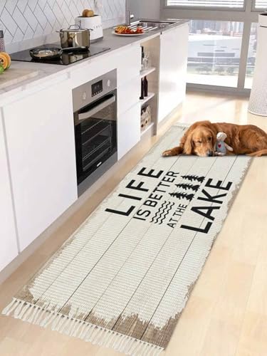 Alfombra corredor 2x6 pies con flecos negra