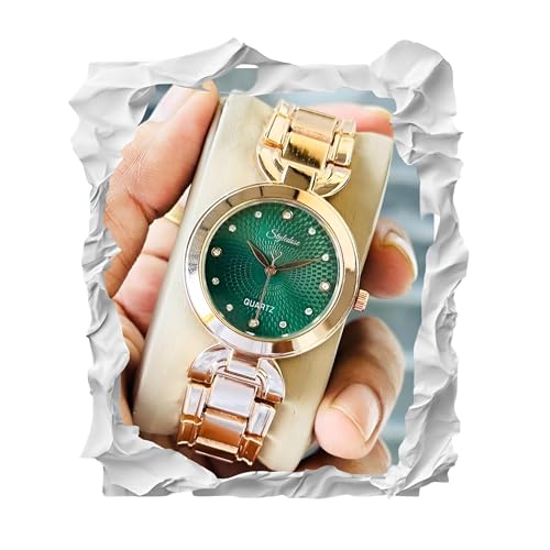 Image of styledose Women Analogue Wrist Watches for Women's & Girls&Ladies Diamond Studded Dial Rosegold Colored Stylish Bracelet Strap