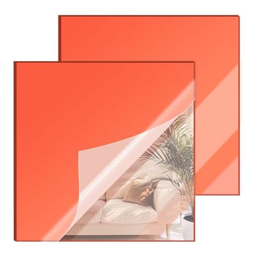 12x12 Inches Red Mirror Acrylic Sheet – 2 Pcs Reflective Acrylic Panel for DIY Crafts, Home Décor & More (30x30 cm)