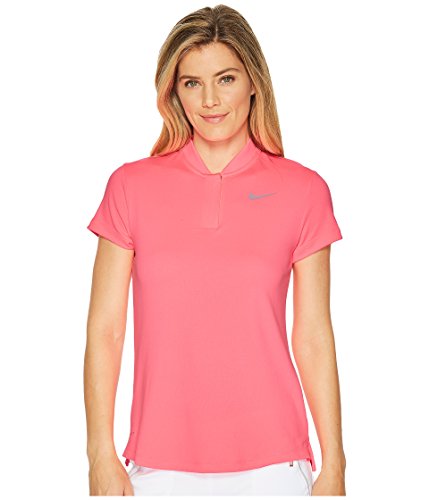 NIKE Women's Dry Short Sleeve Blade Golf Polo, Sunset Pulse/Flat Silver, Medium