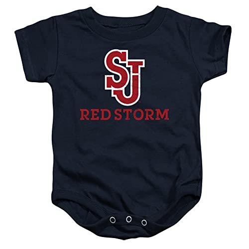 St. John's University Official Red Storm Logo Unisex Infant Snap Suit for Baby,Navy, 6 Months