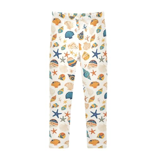KLL Seashells Different Shapes and Starfish Little Girls Legging Fashion Full Length Yoga Pants Sports