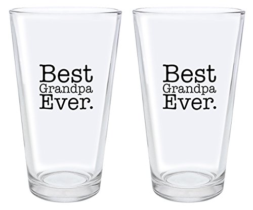 Grandpa Best Grandpa Ever Fathers Day for Grandpa Pint Glasses 2-Pack Pint Glass Set Clear
