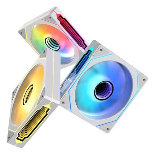 Image of Jungle Leopard Prism4 Pro 120mm PC ARGB Computer Case Fan|Infinity Mirror RGB Light|Effect 5V 3PIN Motherboard Light Sync|4 Pin PWM 800~1600RPM Cooler Fans(White Forward 3 Pack)