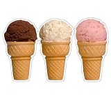 Three ICE Cream Cones Concession Decal cart Stand Sign