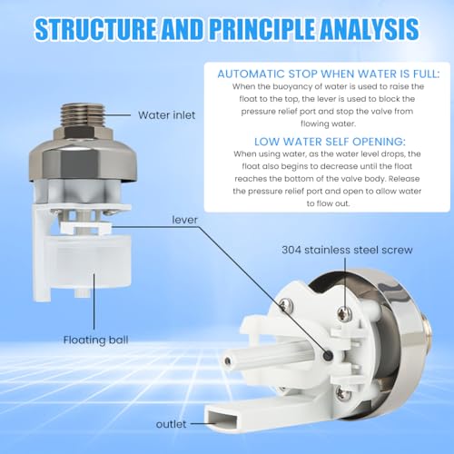 Image of HASTHIP 1 /2 inch to 3 /4'' Float Valve for Water Tank 304 Stainless Steel Auto