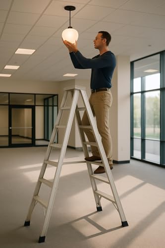 Image of Venus 10ft Foldable Aluminum Platform Ladder | Medium Gauge Dual-Side Steps | Rustproof, Anti-Skid, Self-Supporting for Electrical & Painting Jobs