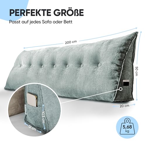 Coussin de lecture turquoise-gris 200cm Björn&Schiller pour lit - 5