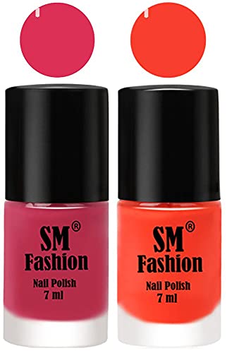 Image of Long Lasting Nail Polish | Nail Paint Combo 7 ml Each) - Set of 2 Dusty Pink-Light Orange