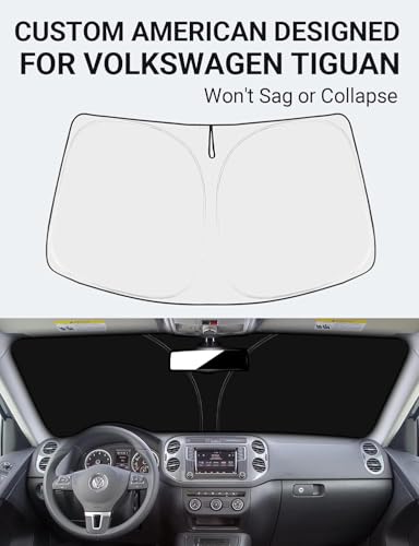 Image of Proadsy 2026 Upgrade Front Windshield Sun Shade Foldable Sunshade Protector Custom Sun Visor Fit 2009-2017 Volkswagen VW Tiguan Accessories