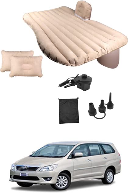 AYW Beige Car Bed Mattress for Rest,Travel, Car Back Seat Air Inflation Bed Universal Air Couch with Two Air Pillows, Car Air Pump and 1 Repair Kit for Innova Universal for All Models