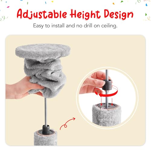 Torre para Gatos Ajustable 7 Niveles 235-258 cm Gris Claro miniatura 4