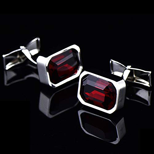 Mancuernillas KnBoB para hombre con cristal rojo irregular miniatura 4