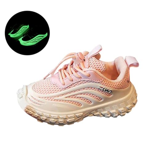 IWIHMIV Toddler Running Shoes Kids Lace-Up Sneakers Comfortable Luminous Flat Thick Bottom Sports Shoes for Boys and Girls2