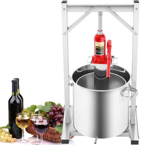 Prensa hidráulica de vinos de frutas, prensa manual de manzanas y trituradora para sidra, capacidad de 36 litros, ideal para bodegas caseras y restaurantes, fácil de usar