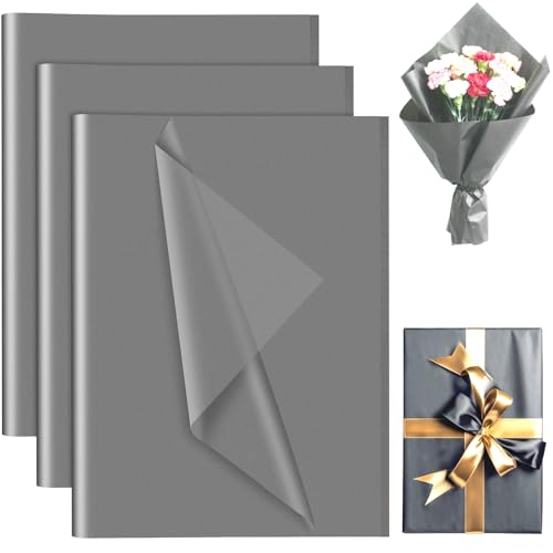 PLULON 120 Sheets Gray Tissue Paper for Gift Bags Gift Wrapping Paper Tissue Bulk for Crafts Packaging Birthday Baby Shower Wedding Holiday Flower Bachelorette Bridal Party Decorations