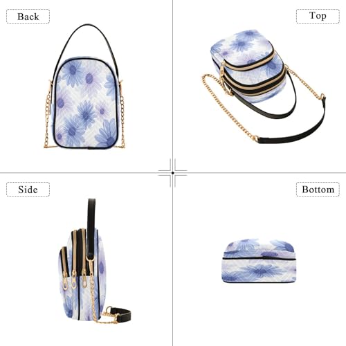 Blue Daisies Shoulder Bags for Women Retro Classic Handbag Purse Small Purses with Chain4