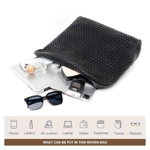 Image of MELOLILA Large Woven Tote Bag for Women Weave Purse Woven Leather Handbag