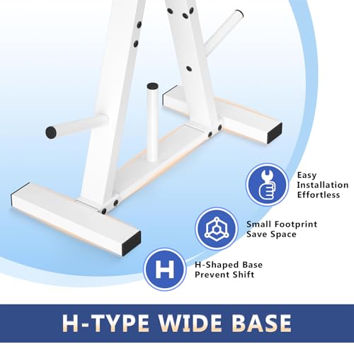 Weight Plate Rack, Weight Tree, Weight Plate Holder, 1-Inch Home Gym Storage Stand, Holds 300 lbs，White by Eocnrhe - Image 6