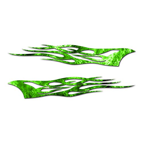 Southern Decalz Pair of Tribal Flames - Vinyl Decal Sticker - 12" x 5" - Green Flames
