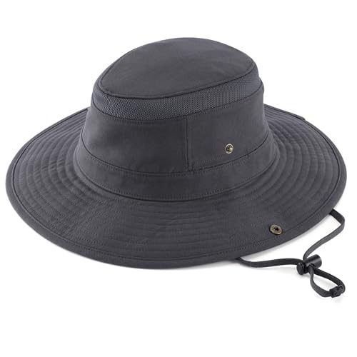 Image of Home Prefer UPF 50+ Wide Brim Sun Hat Mesh Crown Foldable Cotton Bucket Cowboy Hat for Men Safari Golf Fishing Beach Garden