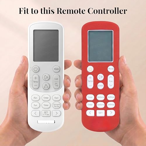 Image of SHOPOFLUX Silicone AC Remote Cover Compatible with Samsung AC Remote Full Wrap Protective Case with Lanyard [Remote NOT Included] (Red)