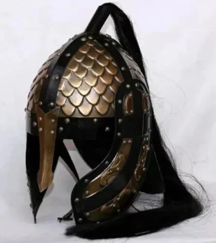 Medieval Steel Hussar Helmet, 18 Gauge, with Plume, Norman Viking Style, Standard Size, Handmade Replica, for Adults