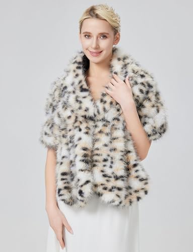 Women's Faux Fur Wraps Shawl Shrug Soft Warm Scarf Cape Stole2