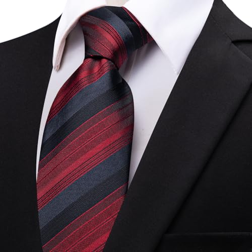 Image of YourTies Men's Neckties Striped Tie and Plaid Neckties for Men Woven Silk Tie Gold Tie Clip Set