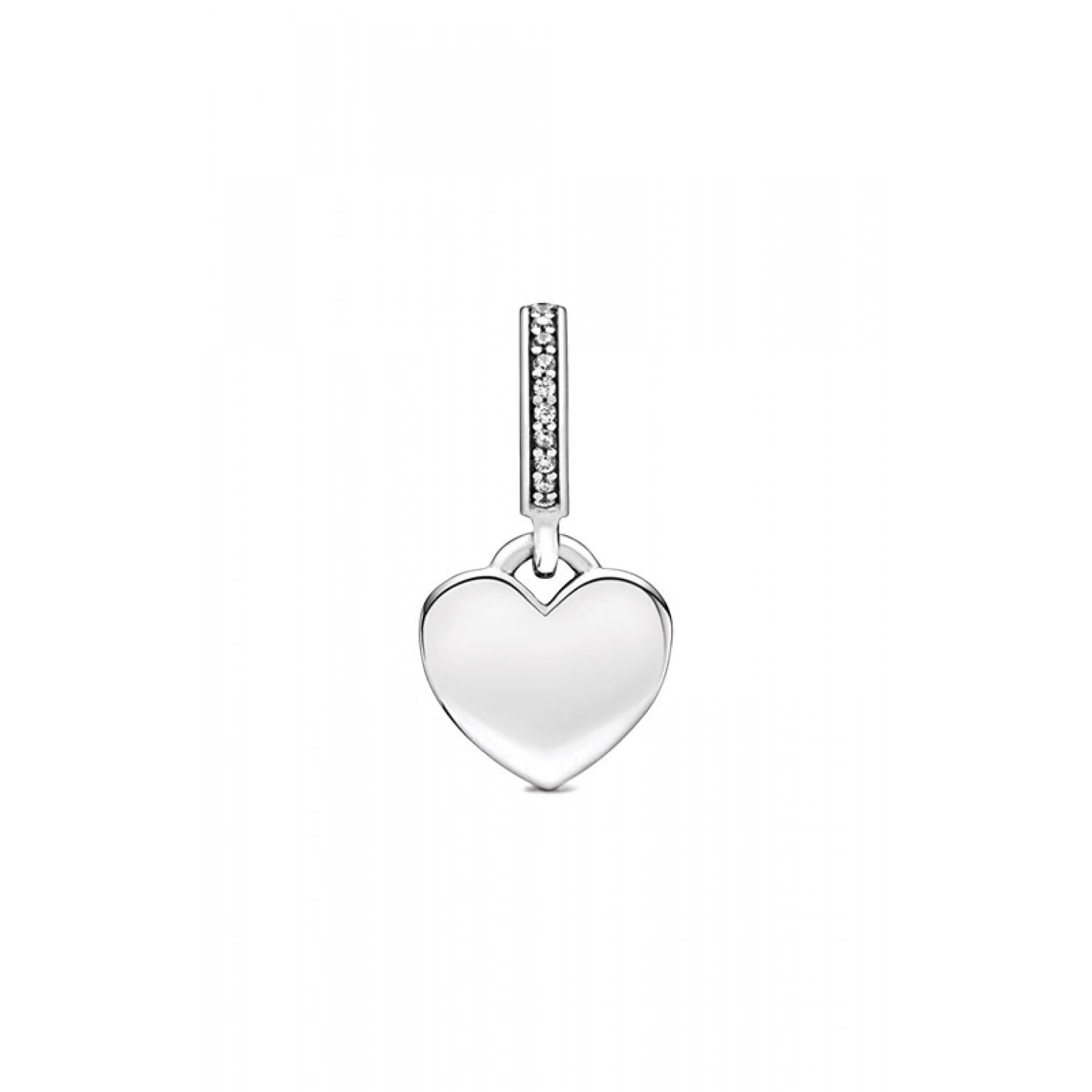 Pandora Charm a forma di cuore inciso in argento 798761C01, misura unica, Metallo, Zirconia cubica