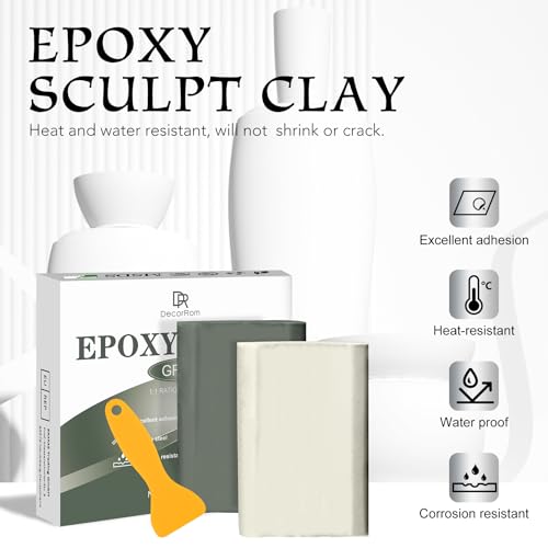 Epoxidharz Knete - Epoxid Knetmasse Reparaturset für Unterwasser & Trocken, Reparaturknete zum Abdichten von Lecks, Rissen, Füllen & Modellieren auf Metall, Fliesen, Holz, Keramik (Grau, 8oz / 227g)