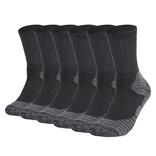 Men's Work Socks Cotton Crew Cushioned Socks Ankle Protection 6 Pairs