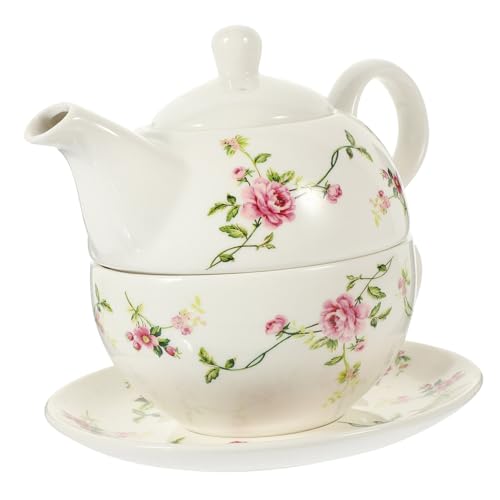 Uonlytech tè in Ceramica Vintage con Teiera e Tazza Singola Resistente al Calore Elegante per Cerimonie e Regali per Uso Domestico e Viaggi
