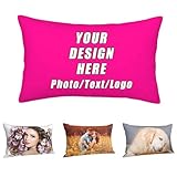 CLOAZKU Custom Pillowcase with Photo Text Logo, Customized Rectangular Throw Pillow Cases, Personalized Gifts for Lover, Couple, Man Woman Friend, DeepPink, 14'x20'