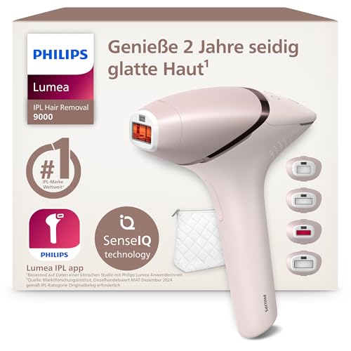 Philips Lumea IPL 9000 Series - IPL Geräte Haarentfernung für bis zu 2 Jahre seidig-glatte Haut¹ mit 4 Aufsätzen für Körper & Gesicht, kabellos, Alternative zur Laser-Haarentfernung (BRI957/00)