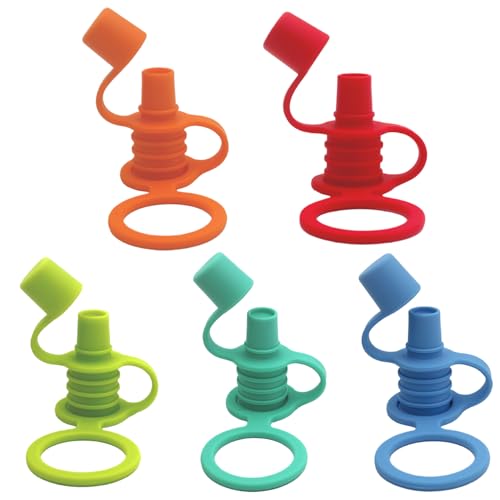 Bico superior de garrafa de silicone sem derramamento, 5 peças de tampas de garrafa de silicone sem BPA com gancho de substituição para bebês e adultos, bico