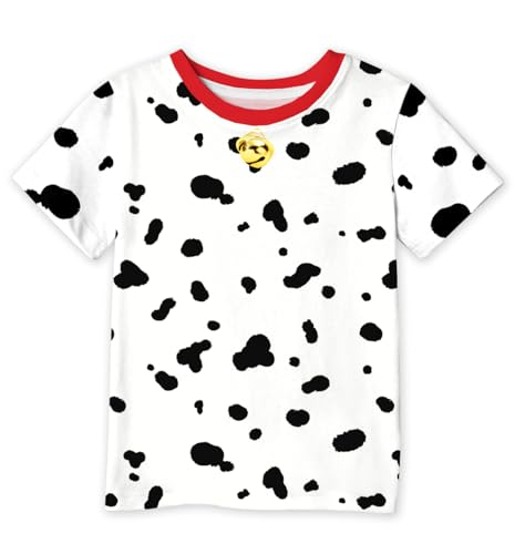 IIMMER Toddler Boys Girls Halloween Dalmation Shirt Short Sleeve Tee Black & White Spots 4 Years