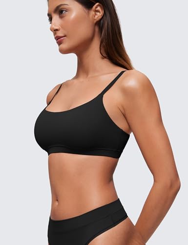 Image of CRZ YOGA Softhold Scoop Neck Bralette | Double Lined, Light Support, Non Padded, Wireless, Casual, Ultra-Soft, Adjustable Square Back, Everyday Bra for Women