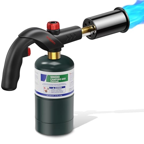 Sondiko Powerful Propane Torch Head with Igniter, Soldering Equipment Power Tools, Adjustable Blow Torch, Cooking Torch, Searing Torch for Steaks, Welding and BBQ, Black(Propane Tank Not Included)