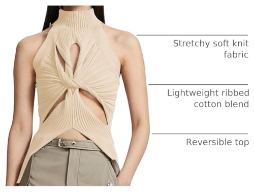 Image of SAFRISIOR Women Sexy Hollow Out Twist Front Knitted Tank Tops Sleeveless High Neck Cut Out Sweater Vest