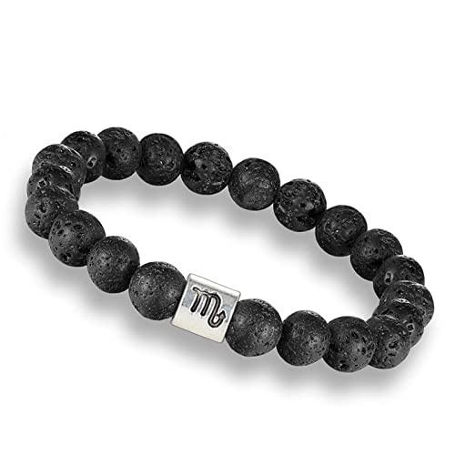 Bracelet en pierre de lave noire naturelle et scorpion pour homme