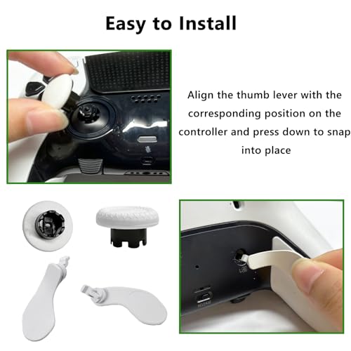 Image of 10-in-1 Metal Thumbsticks Replacement for PS5 Dualsense Edge Controller,4 Metallic Back Paddles Triggers Buttons Repair Parts for PS5 Edge Controller with 6 Analog Joysticks(White)